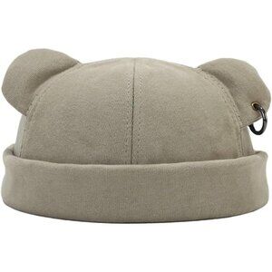 Unisex Green Bear Ear Skull Cap Brimless Cap Adjustable Docker Cap Docker Cap